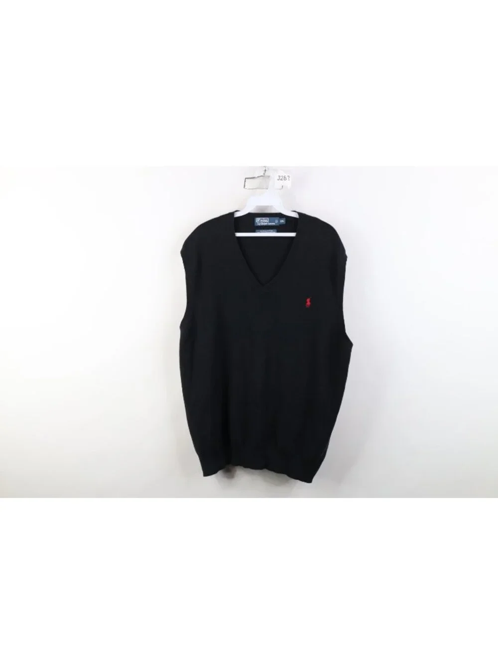 Vintage 90s Ralph Lauren Mens 2XL Faded Pima Cotton Knit Sweater Vest Black